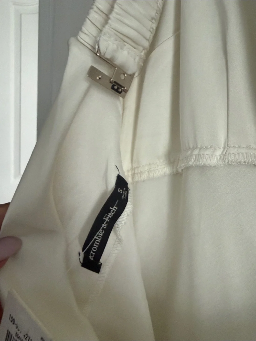 Abercrombie & Fitch Cream Satin Slip Maxi Dress